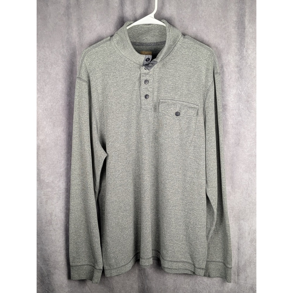 Lucky Brand Mens XXL Grey Heathered Long Sleeve Henley Mock Neck Pocket Shirt